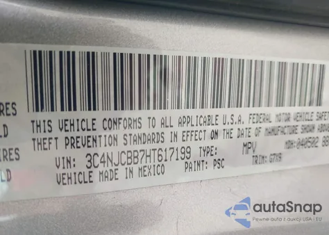 2017 Jeep New Compass Latitude Fwd from USA, damaged, VIN 3C4NJCBB7HT617199